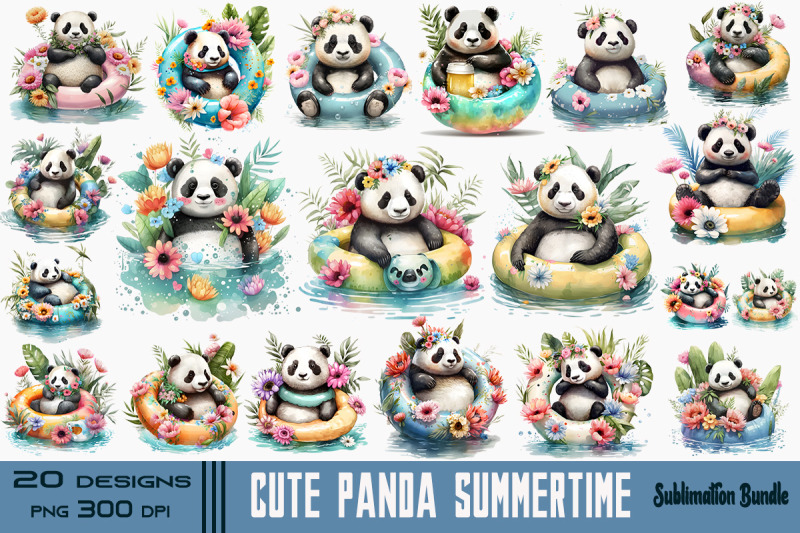cute-panda-summertime-watercolor-bundle