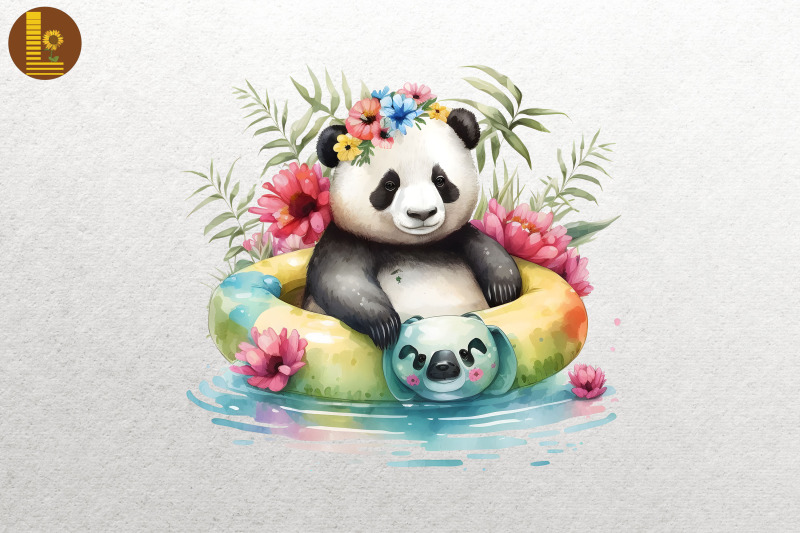 cute-panda-summertime-watercolor-2