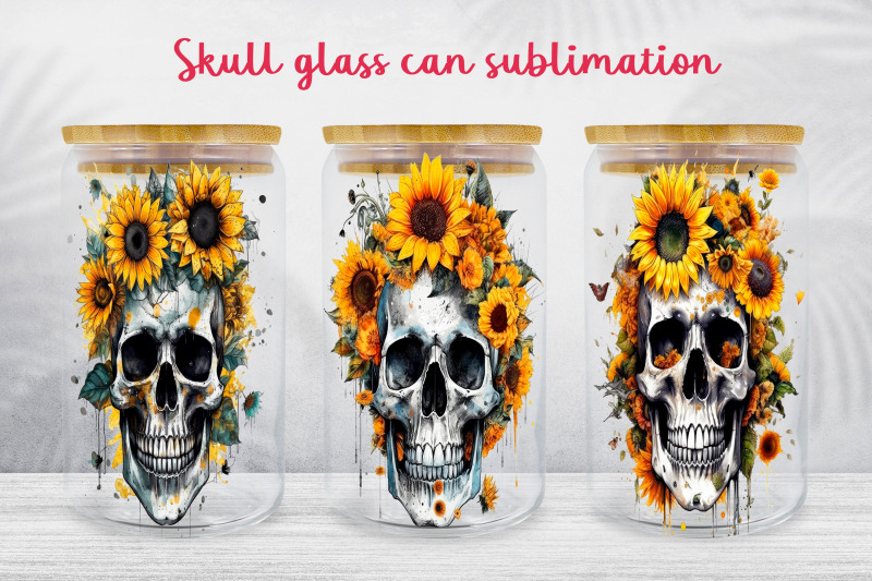 floral-skull-glass-can-wrap-boho-libbey-can-sublimation-png