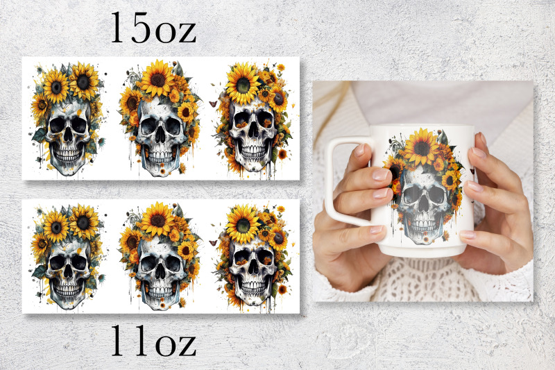 floral-skull-mug-wrap-design-gothic-mug-sublimation-png