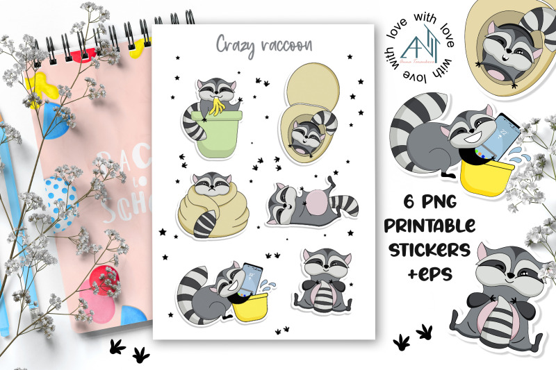 funny-racoon-sticker-sheet-6-png-stickers-design