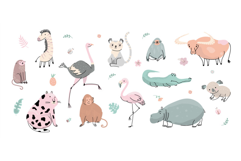 cute-wild-animal-characters-zebra-koala-and-hippo-fatty-flat-tiger