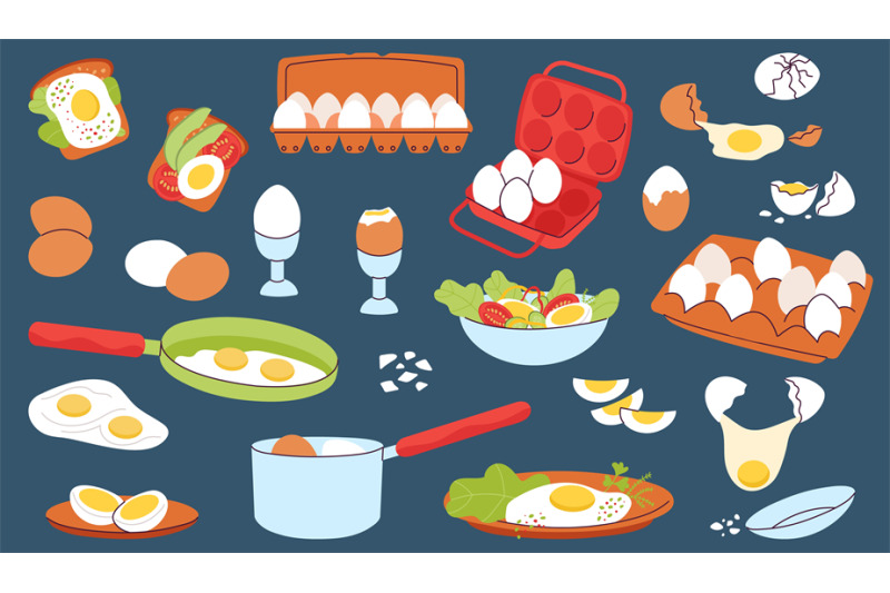 cartoon-eggs-food-raw-egg-and-various-pack-breakfast-time-bakery-in