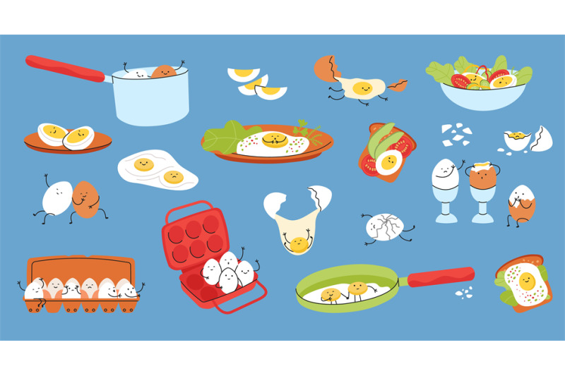 eggs-friends-characters-funny-egg-breakfast-menu-cartoon-food-kawai