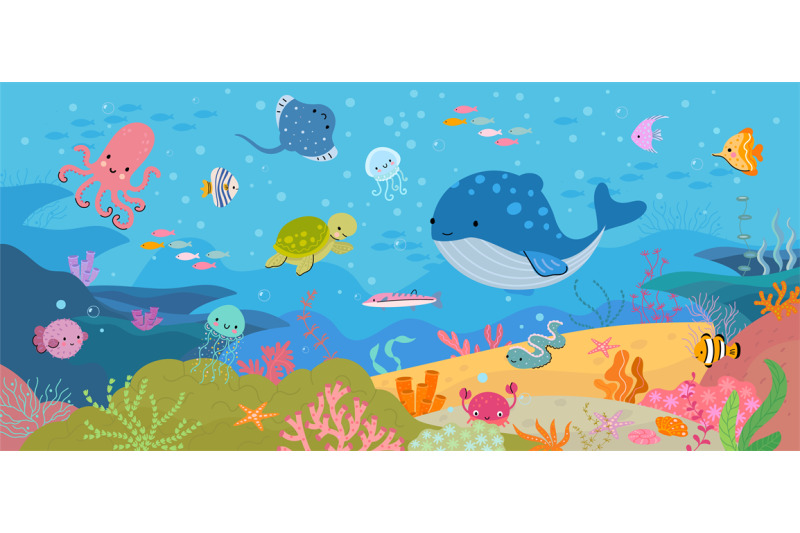 underwater-world-ocean-animals-and-nature-beautiful-cartoon-aquarium