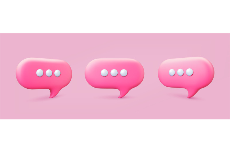 message-network-3d-speech-bubbles-voice-balloons-emblems-text-comme