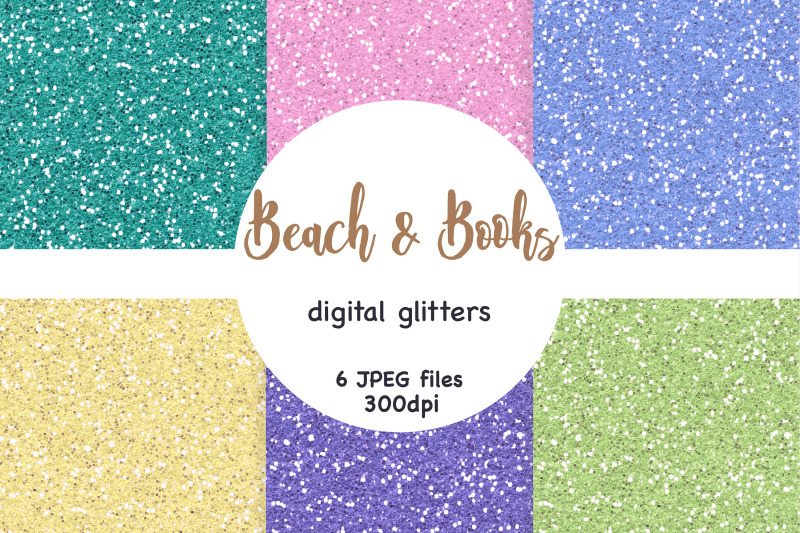 beach-digital-paper-rainbow-glitter-background-set