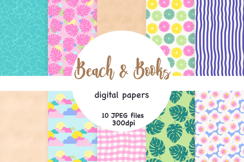 beach-pattern-books-digital-paper-bundle