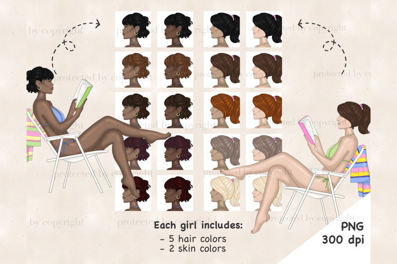 beach-girl-clipart-reading-clipart-bundle