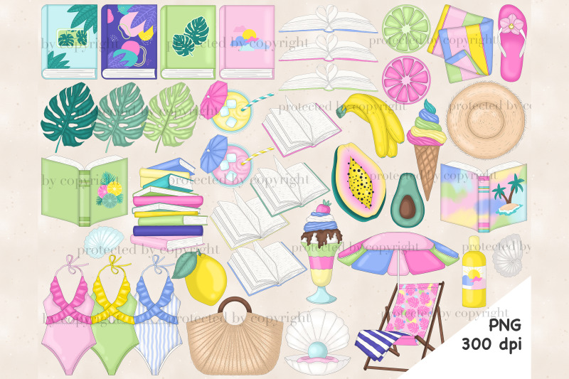 beach-clipart-collection-book-illustration-bundle