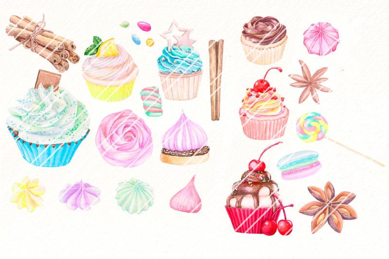 sweets-watercolor-clipart-desserts-png-digital-clipart