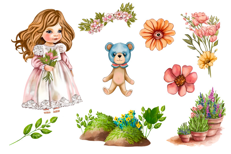chibi-girl-cute-princess-and-flowers-clipart