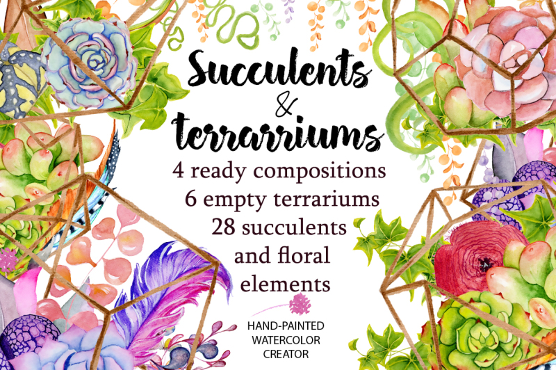 watercolor-succulents-and-cactus-terrariums-cactus-clipart-hand-painted-clipart-succulents-clip-art