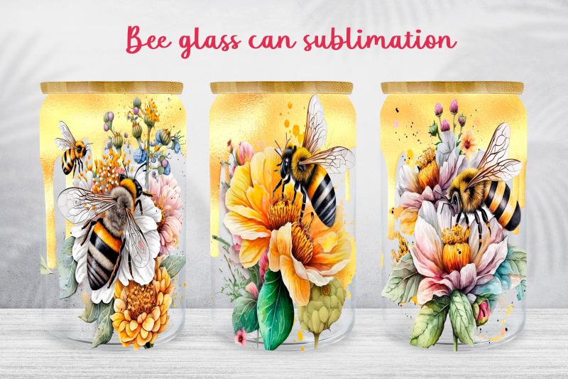 bee-glass-can-wrap-spring-floral-libbey-can-sublimation-png