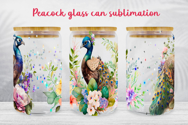 peacock-glass-can-wrap-floral-animal-libbey-can-sublimation