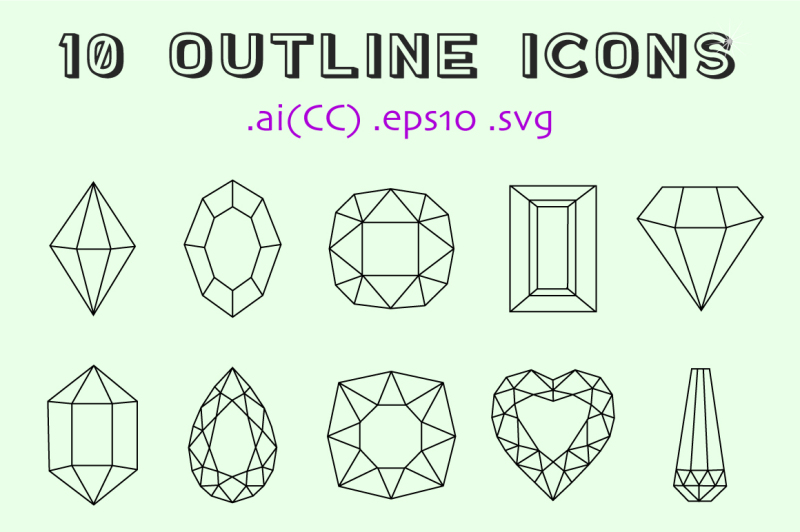 colored-and-outline-icons-gems-pattern