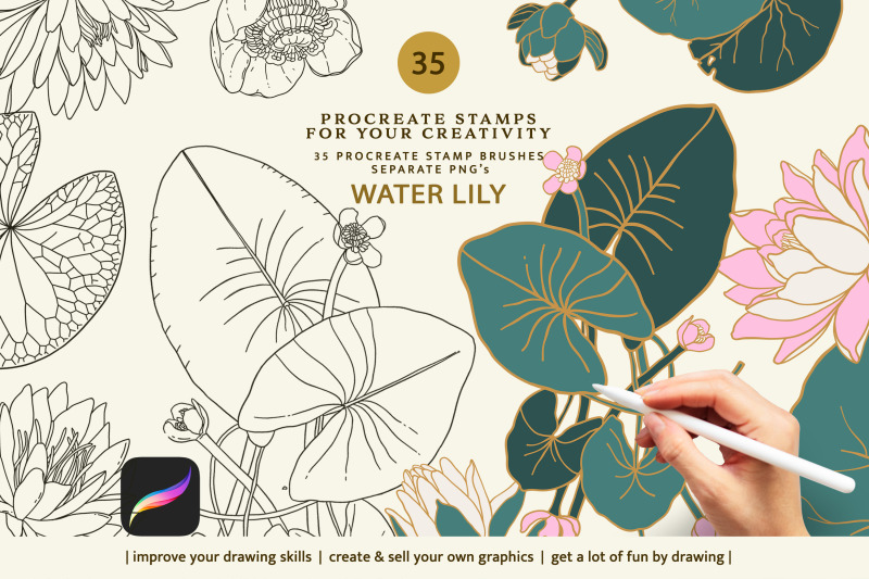 water-lily-procreate-stamp-brushes