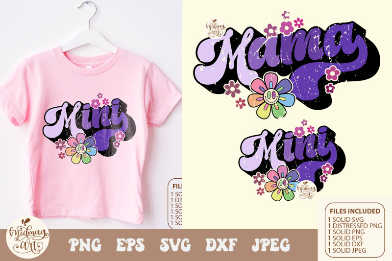 retro-mama-and-mini-groovy-daisy-svg-png-sublimation-distressed-png