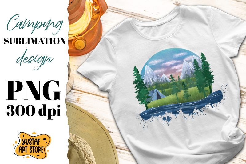 camping-sublimation-design-mountain-and-forest-illustration