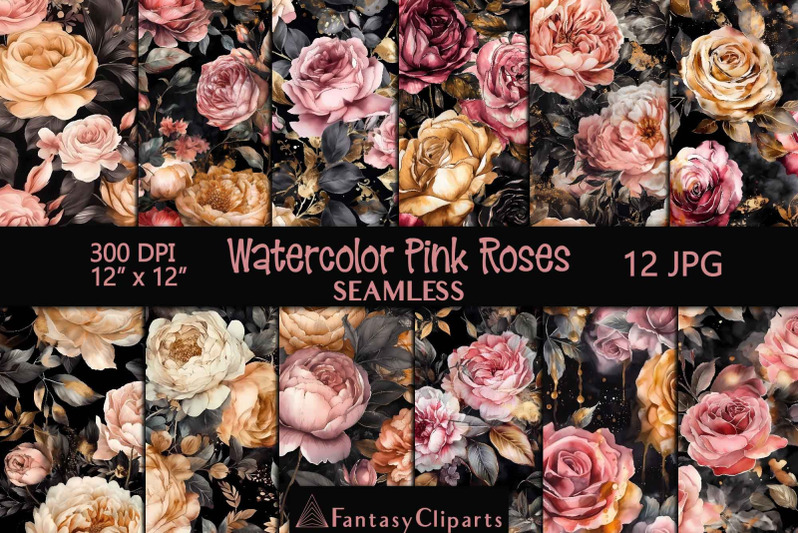 hand-drawn-watercolor-gothic-pink-roses-and-peonies