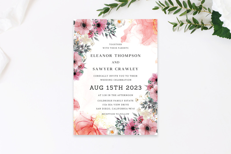 elegant-pink-floral-wedding-invitation
