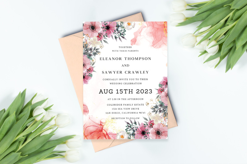elegant-pink-floral-wedding-invitation