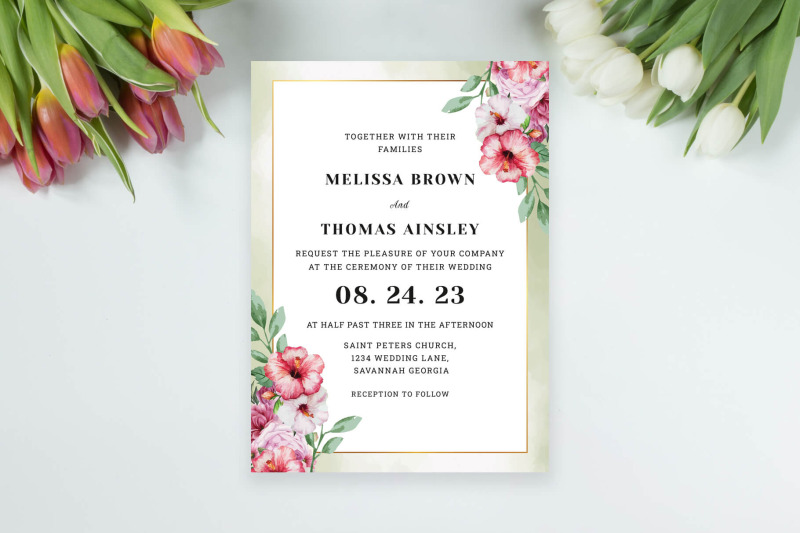 watercolor-pink-green-wedding-invitation