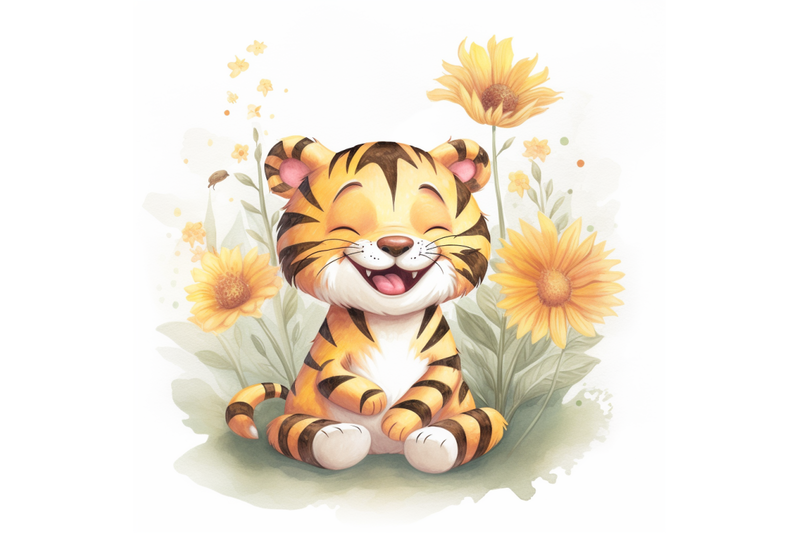 tiger-with-sunflower