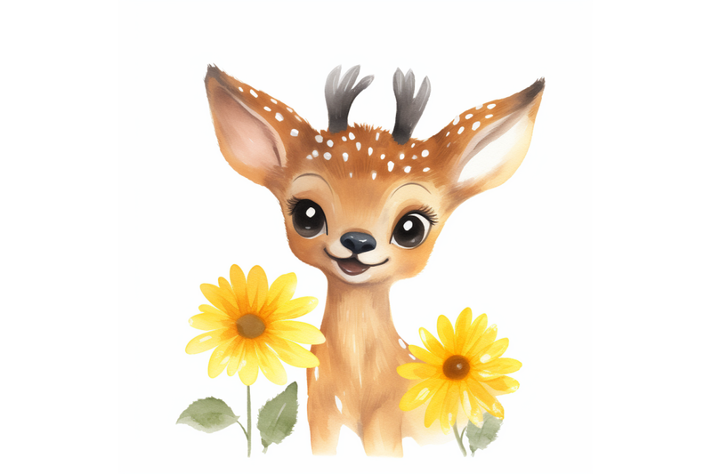 cute-deer-with-sunflower