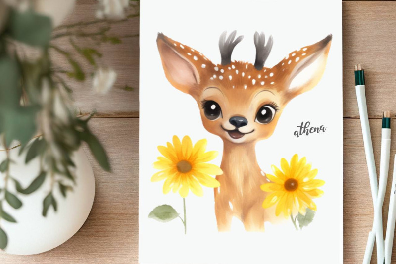 cute-deer-with-sunflower