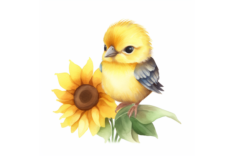 cute-bird-with-sunflower