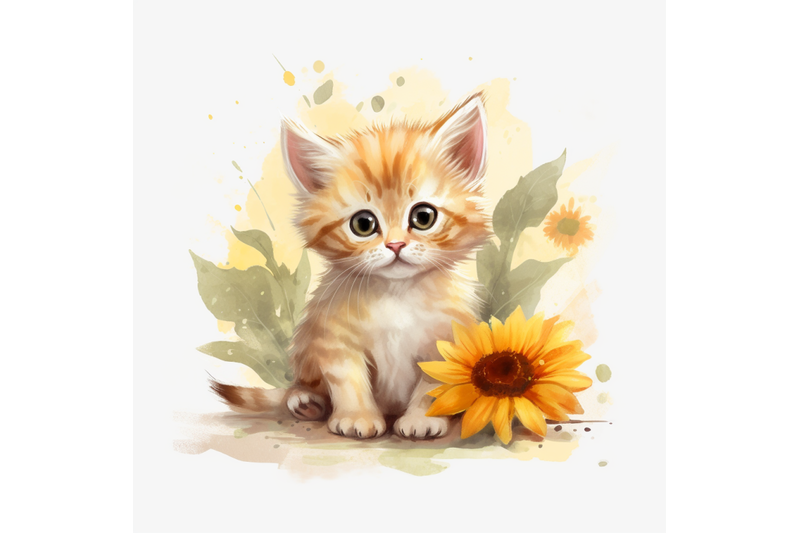 cute-kitten-with-sunflower
