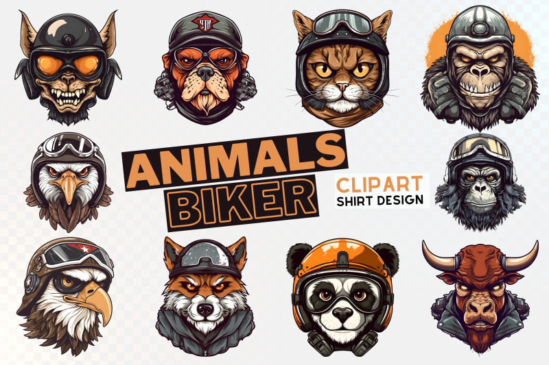 trendy-animals-biker-clipart-for-tshirt-design