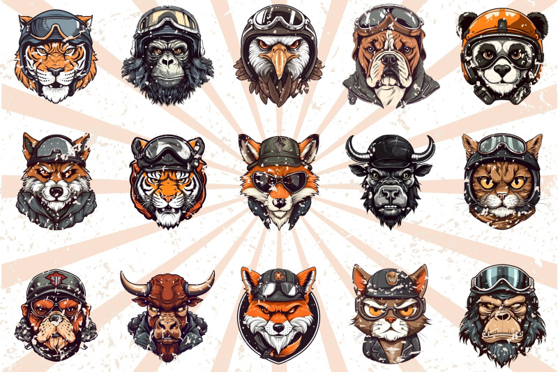 trendy-animals-biker-clipart-for-tshirt-design