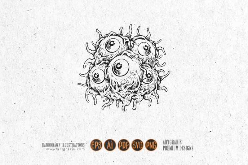 scary-nightmare-horror-zombie-eyeball-illustrations-silhouette