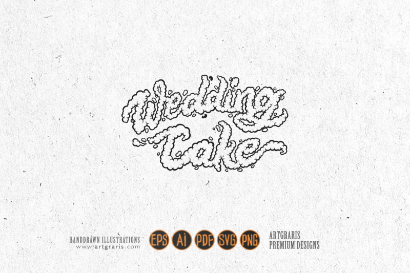 romantic-lettering-classic-wedding-cake-word-smoke-effect-illustration