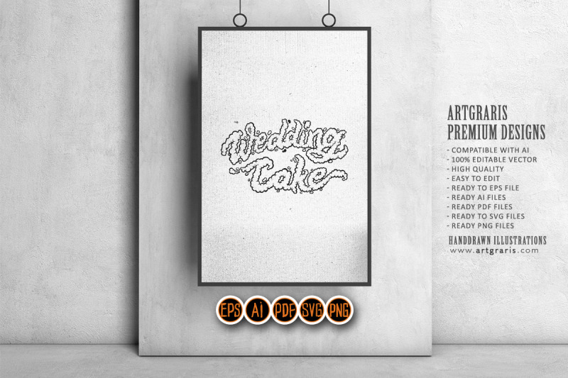 romantic-lettering-classic-wedding-cake-word-smoke-effect-illustration