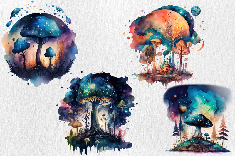 watercolor-magical-mushrooms