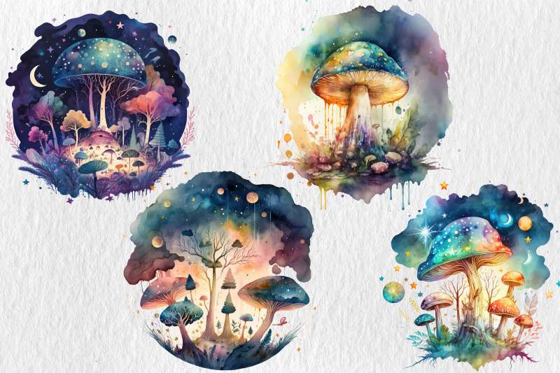 watercolor-magical-mushrooms