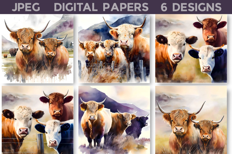 highland-cow-digital-papers-highland-cow-illustration-nbsp