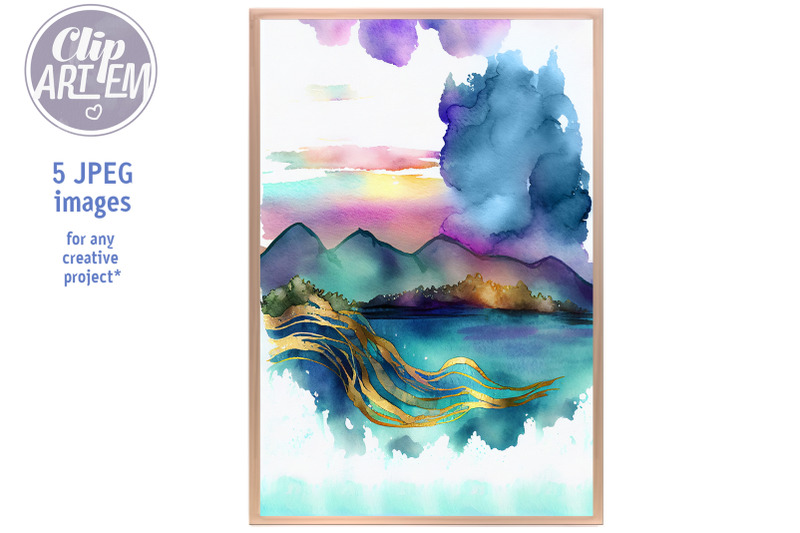 charming-mermaid-painting-artwork-5-jpeg-images-set-home-decor-print