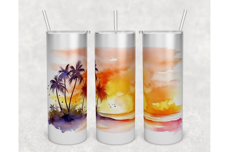 beach-sunset-tumbler-wraps-bundle-20-oz-skinny-tumbler-beach-sunset