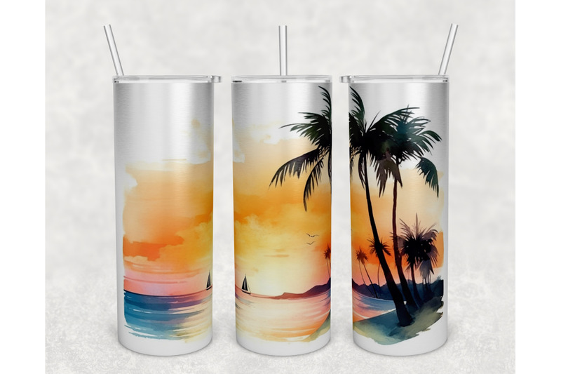 beach-sunset-tumbler-wraps-bundle-20-oz-skinny-tumbler-beach-sunset