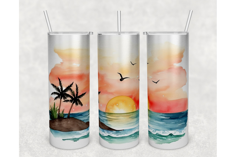 beach-sunset-tumbler-wraps-bundle-20-oz-skinny-tumbler-beach-sunset