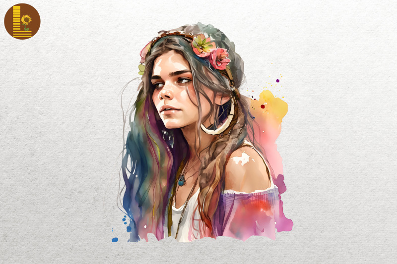 beautiful-hippie-girl-watercolor