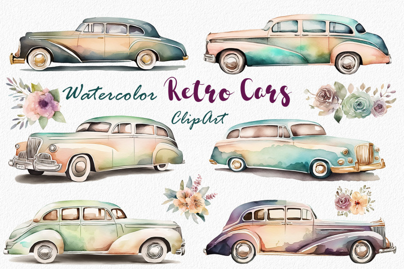 watercolor-retro-limousine-cars-clipart