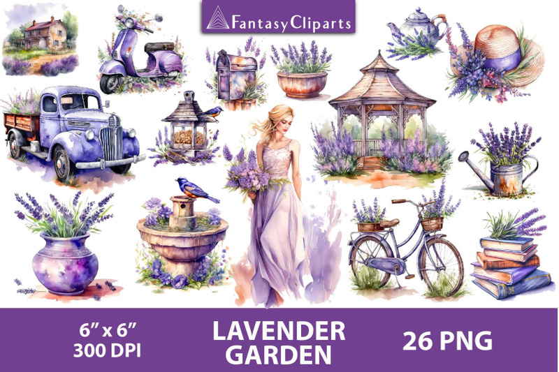 watercolor-lavender-garden-clipart-girl-in-purple-dress