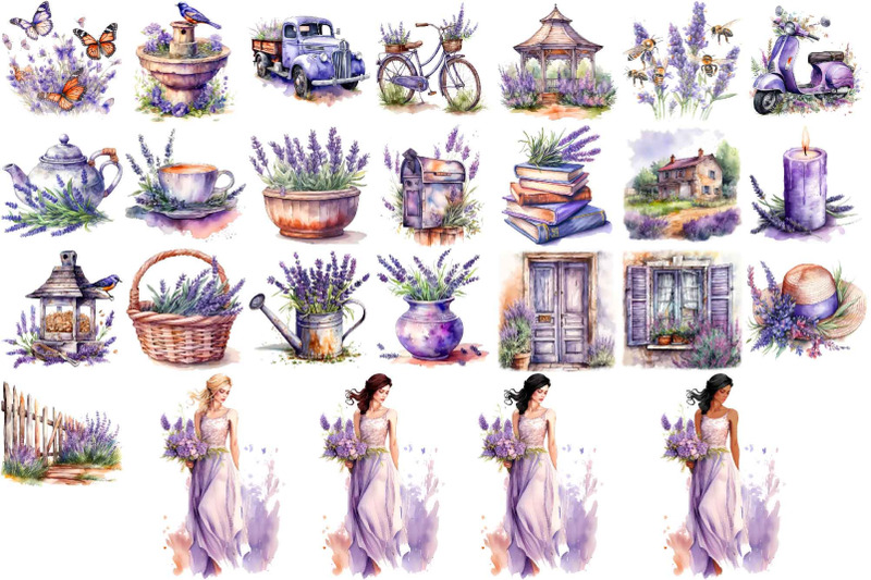 watercolor-lavender-garden-clipart-girl-in-purple-dress