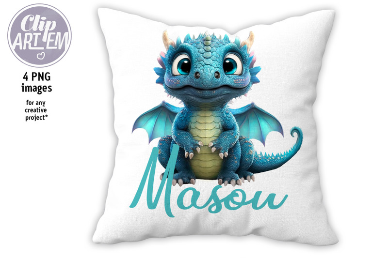 young-blue-dragon-cute-4-png-images-set-illustration-clip-art-digital