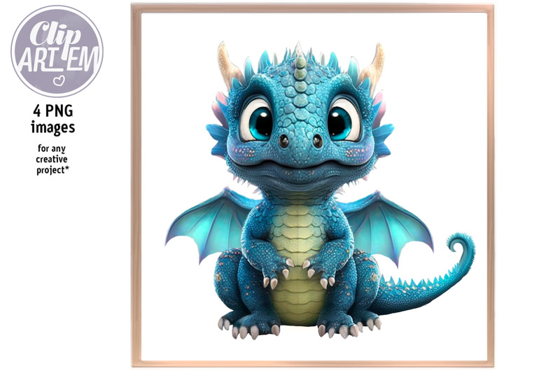 young-blue-dragon-cute-4-png-images-set-illustration-clip-art-digital